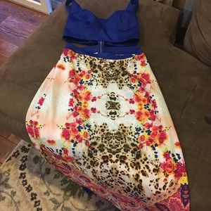 Blue and Multicolor Women's Dress